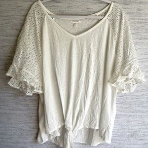 Maurices Off-White front tie top